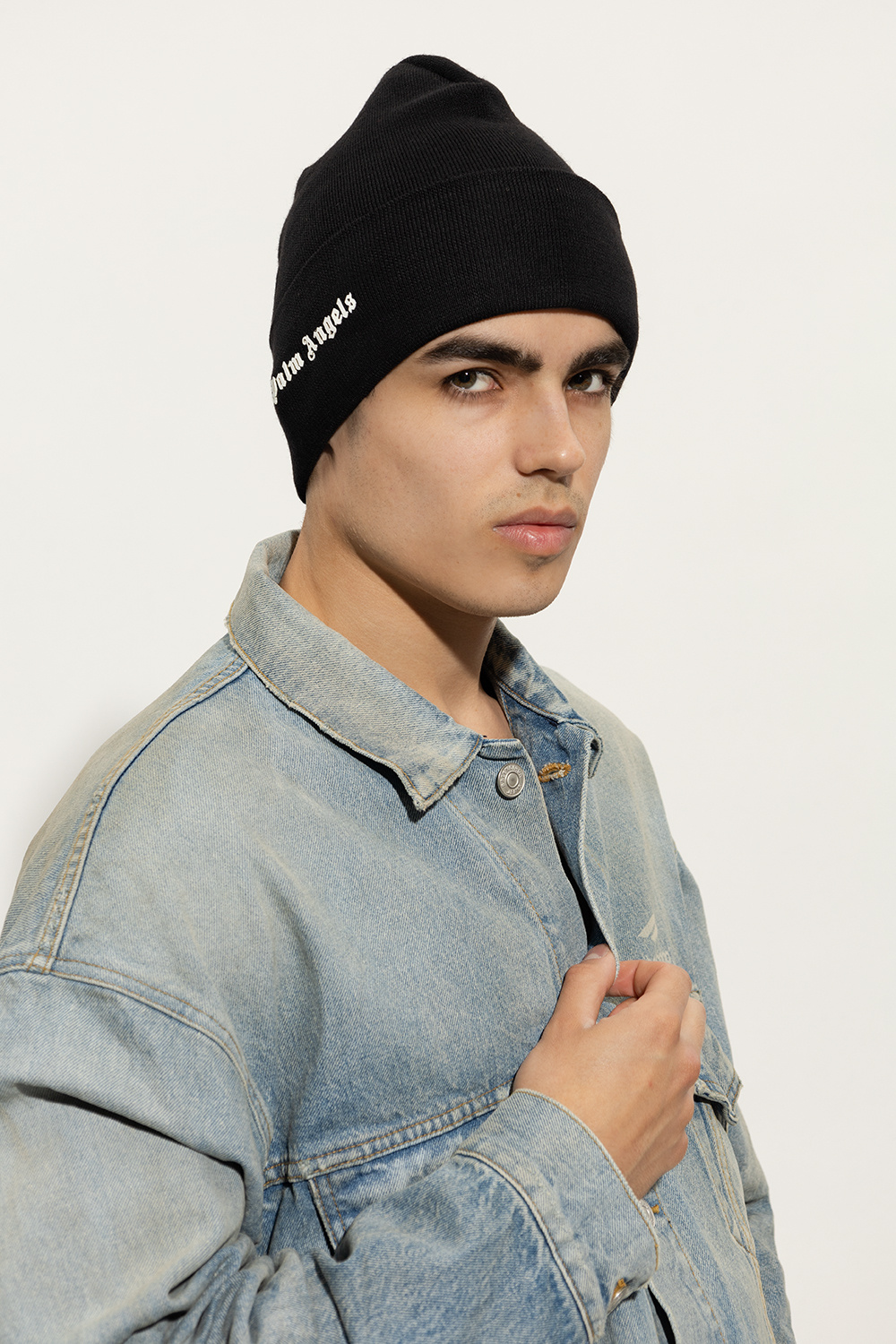 Black Beanie with logo Palm Angels - CamaragrancanariaShops KR